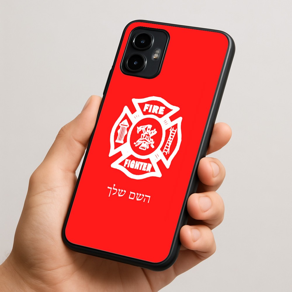 כיסוי בעיצוב אישי עם השם שלך לדגם - Motorola Edge 50 Neo 5G בעיצוב כבאי - תגית