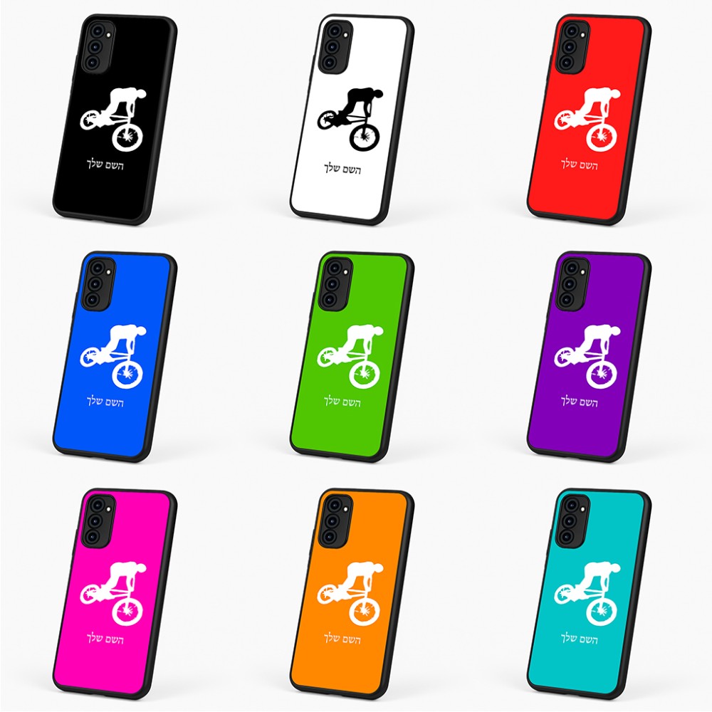 כיסוי בעיצוב אישי עם השם שלך לדגם - Motorola G96 בעיצוב רוכב אופניים