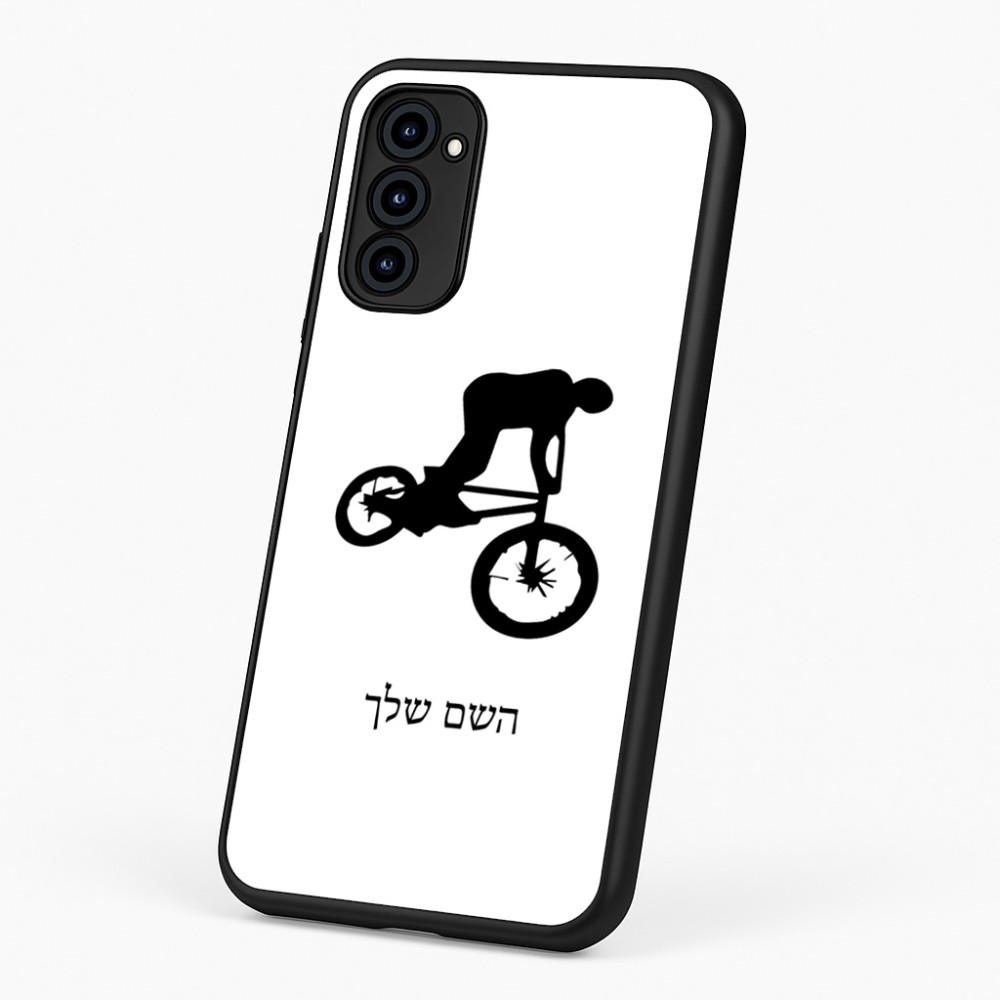 כיסוי בעיצוב אישי עם השם שלך לדגם - Motorola G96 בעיצוב רוכב אופניים