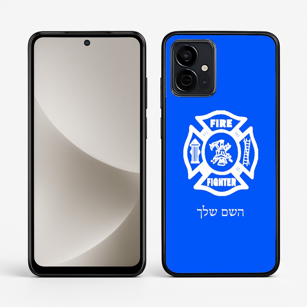 כיסוי בעיצוב אישי עם השם שלך לדגם - Motorola G96 בעיצוב כבאי - תגית