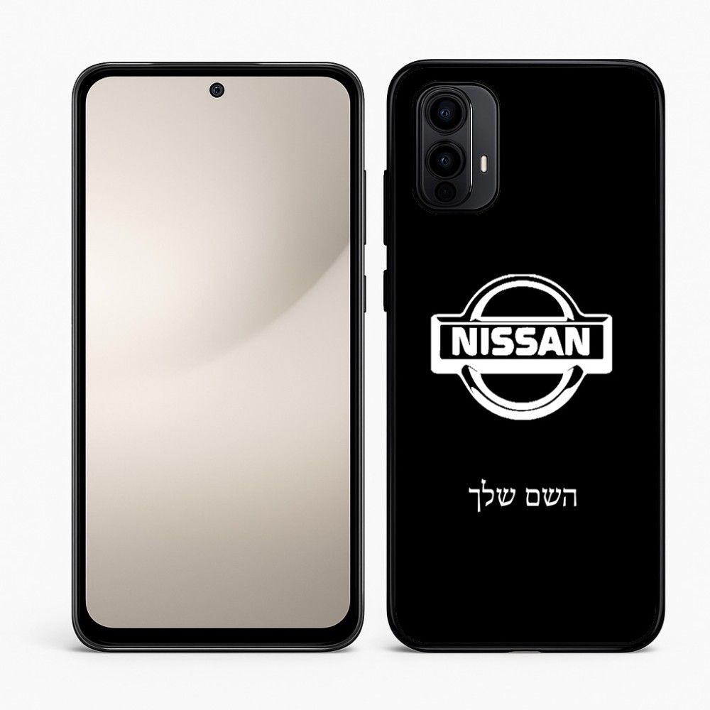 כיסוי בעיצוב אישי עם השם שלך לדגם - Motorola Moto E15 4G בעיצוב ניסאן