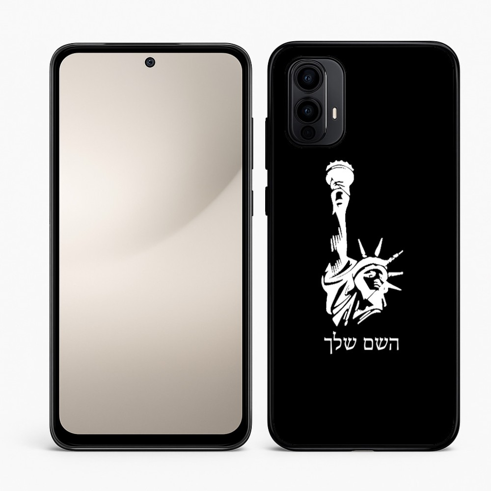 כיסוי בעיצוב אישי עם השם שלך לדגם - Motorola Moto E15 4G בעיצוב פסל החירות
