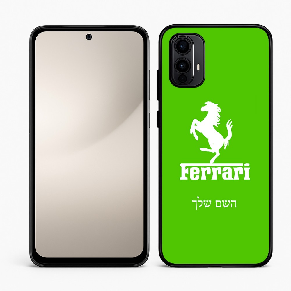 כיסוי בעיצוב אישי עם השם שלך לדגם - Motorola Moto E15 4G בעיצוב פרארי