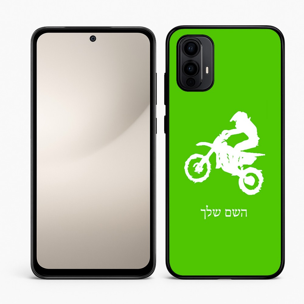 כיסוי בעיצוב אישי עם השם שלך לדגם - Motorola Moto E15 4G בעיצוב מוטוקרוס