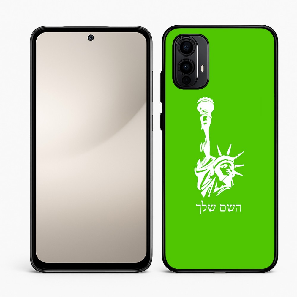 כיסוי בעיצוב אישי עם השם שלך לדגם - Motorola Moto E15 4G בעיצוב פסל החירות