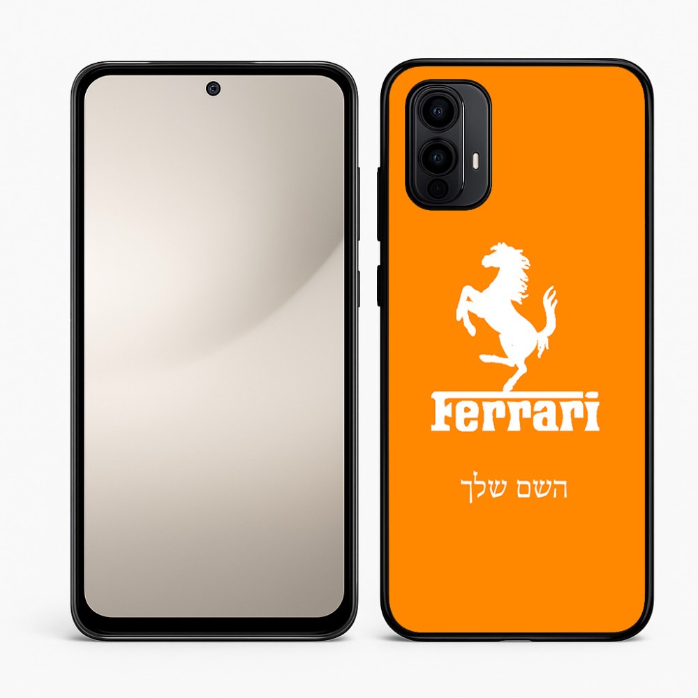 כיסוי בעיצוב אישי עם השם שלך לדגם - Motorola Moto E15 4G בעיצוב פרארי