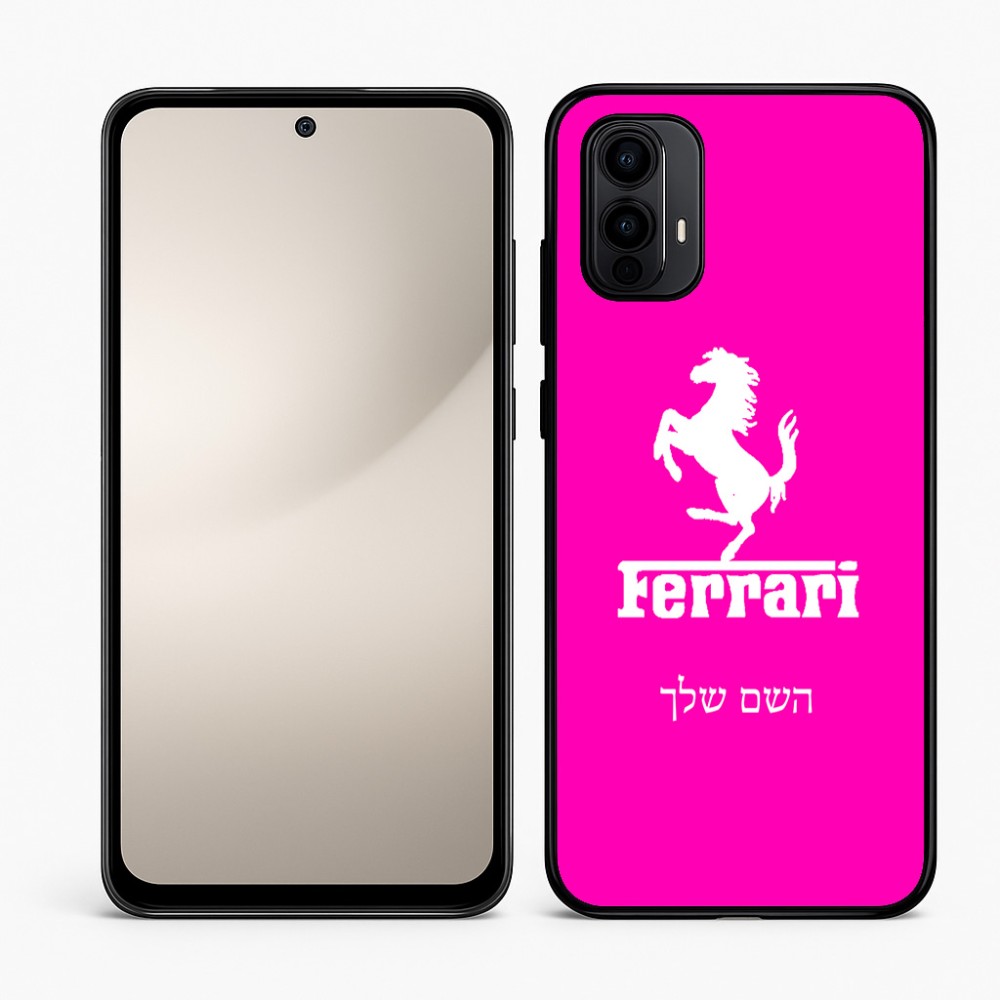 כיסוי בעיצוב אישי עם השם שלך לדגם - Motorola Moto E15 4G בעיצוב פרארי