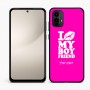כיסוי בעיצוב אישי עם השם שלך לדגם - Motorola Moto E15 4G בעיצוב נשקי את חבר שלי