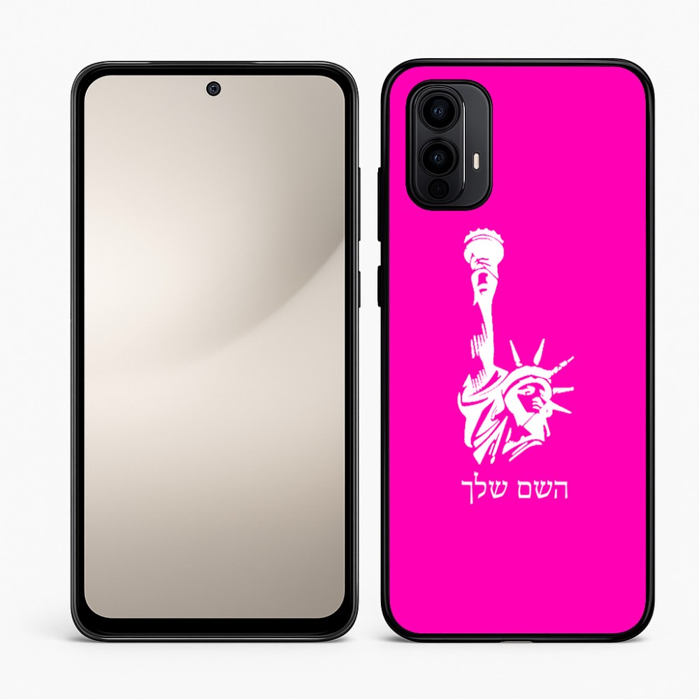 כיסוי בעיצוב אישי עם השם שלך לדגם - Motorola Moto E15 4G בעיצוב פסל החירות