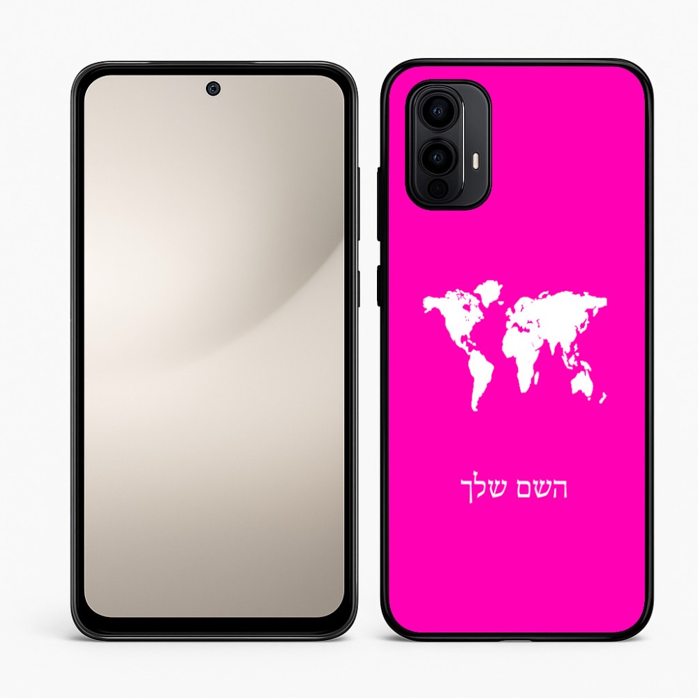כיסוי בעיצוב אישי עם השם שלך לדגם - Motorola Moto E15 4G בעיצוב מפת העולם