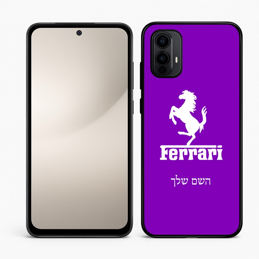 כיסוי בעיצוב אישי עם השם שלך לדגם - Motorola Moto E15 4G בעיצוב פרארי
