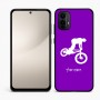 כיסוי בעיצוב אישי עם השם שלך לדגם - Motorola Moto E15 4G בעיצוב רוכב אופניים