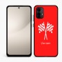 כיסוי בעיצוב אישי עם השם שלך לדגם - Motorola Moto E15 4G בעיצוב דגל המירוץ
