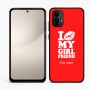 כיסוי בעיצוב אישי עם השם שלך לדגם - Motorola Moto E15 4G בעיצוב לנשק את החברה שלי