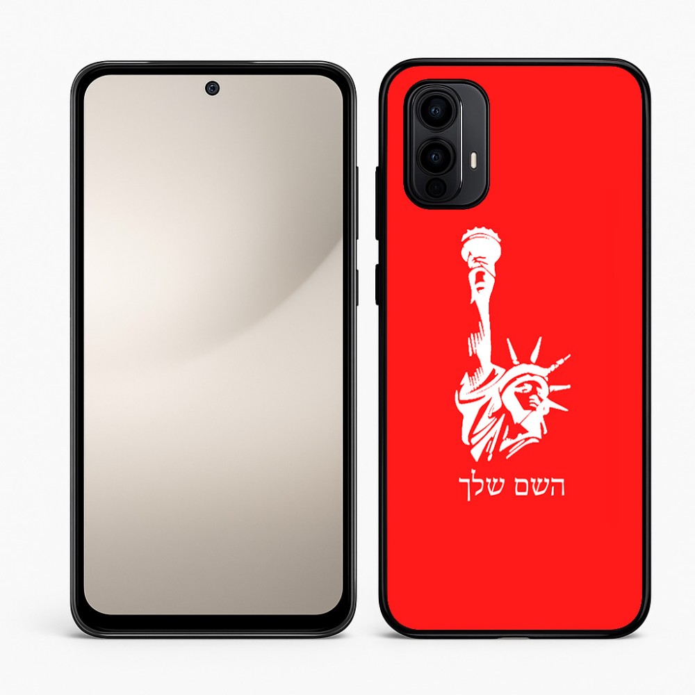 כיסוי בעיצוב אישי עם השם שלך לדגם - Motorola Moto E15 4G בעיצוב פסל החירות