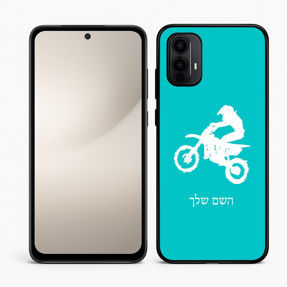 כיסוי בעיצוב אישי עם השם שלך לדגם - Motorola Moto E15 4G בעיצוב מוטוקרוס