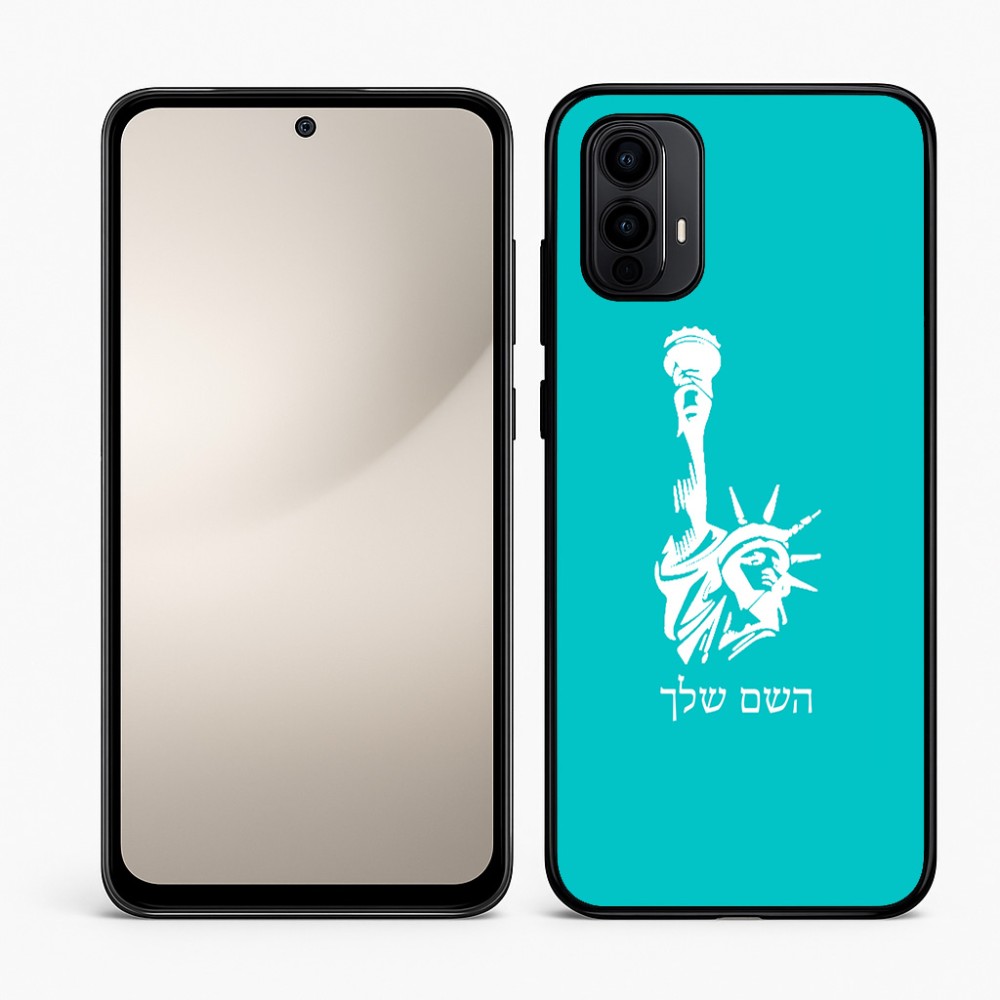 כיסוי בעיצוב אישי עם השם שלך לדגם - Motorola Moto E15 4G בעיצוב פסל החירות