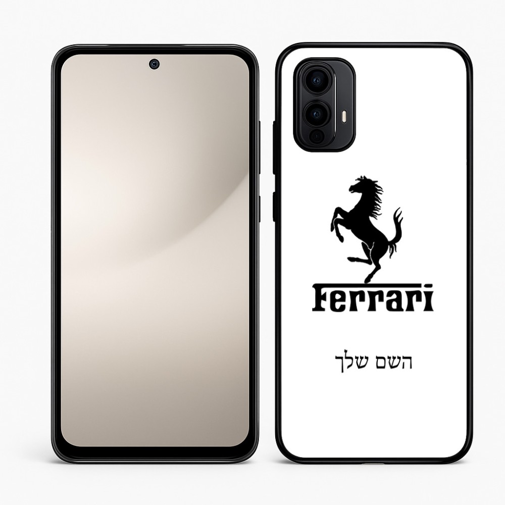 כיסוי בעיצוב אישי עם השם שלך לדגם - Motorola Moto E15 4G בעיצוב פרארי
