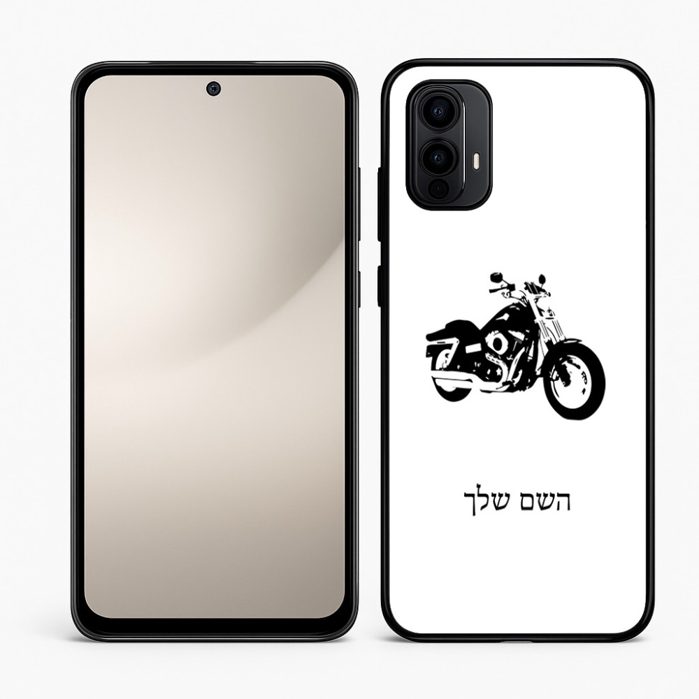 כיסוי בעיצוב אישי עם השם שלך לדגם - Motorola Moto E15 4G בעיצוב הארלי-דיווידסון