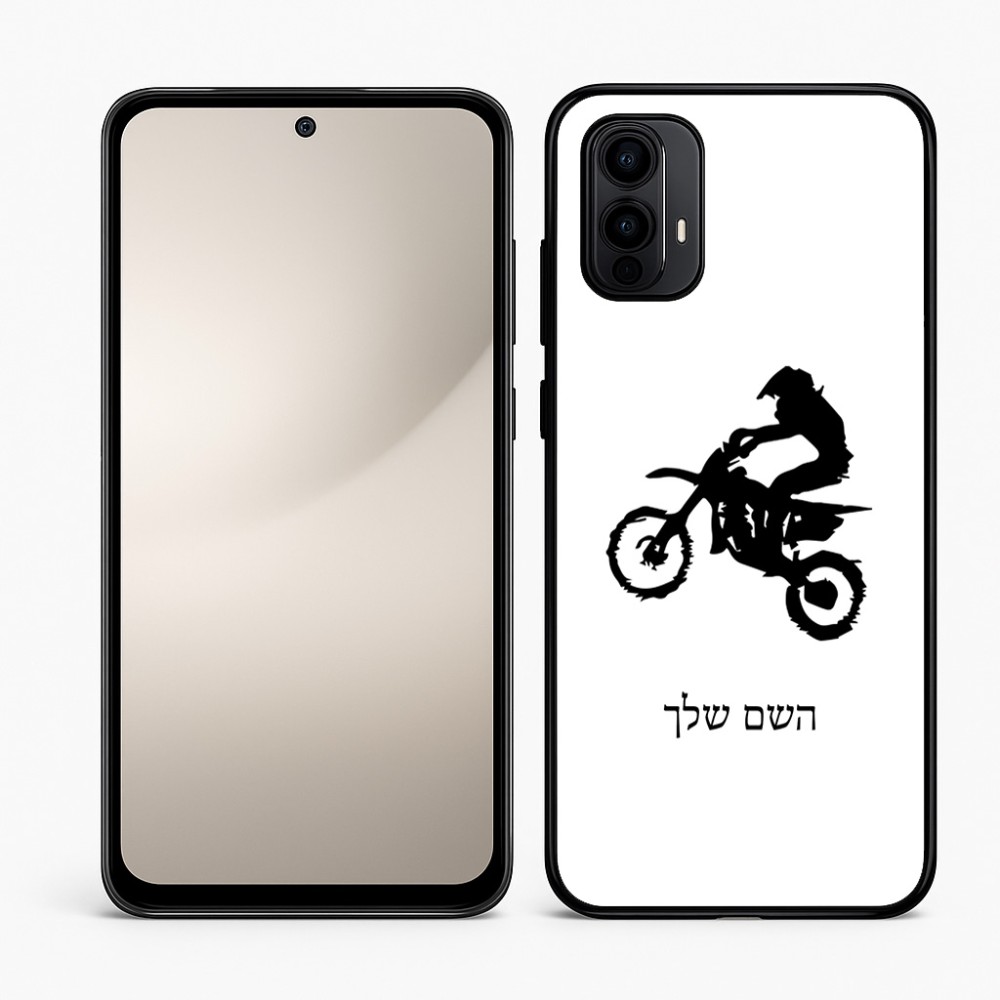 כיסוי בעיצוב אישי עם השם שלך לדגם - Motorola Moto E15 4G בעיצוב מוטוקרוס