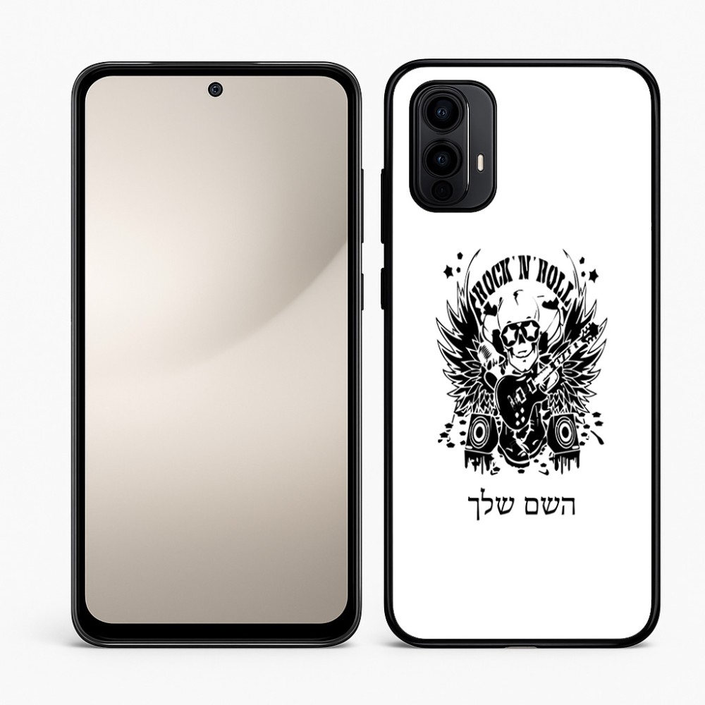 כיסוי בעיצוב אישי עם השם שלך לדגם - Motorola Moto E15 4G בעיצוב רוקנרול