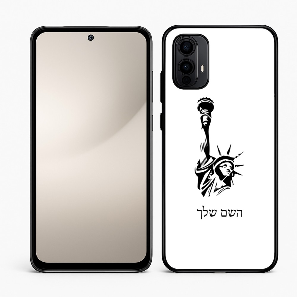 כיסוי בעיצוב אישי עם השם שלך לדגם - Motorola Moto E15 4G בעיצוב פסל החירות