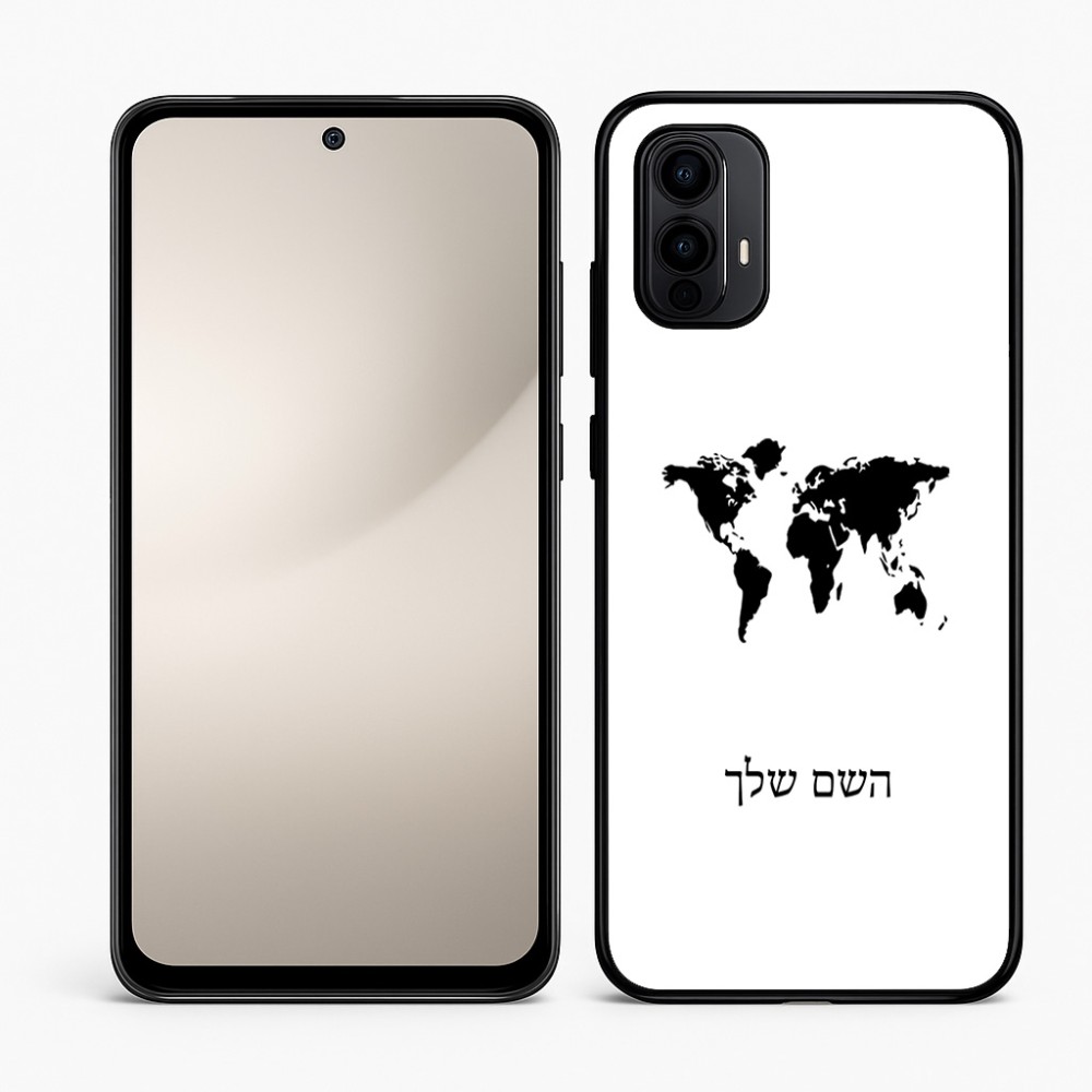 כיסוי בעיצוב אישי עם השם שלך לדגם - Motorola Moto E15 4G בעיצוב מפת העולם