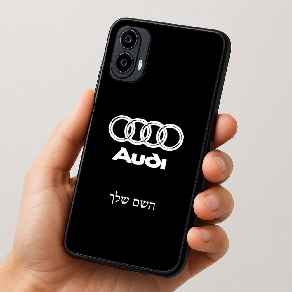כיסוי בעיצוב אישי עם השם שלך לדגם - Motorola Moto E15 4G בעיצוב אאודי