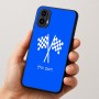 כיסוי בעיצוב אישי עם השם שלך לדגם - Motorola Moto E15 4G בעיצוב דגל המירוץ