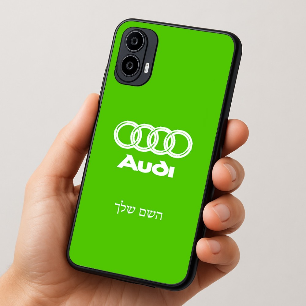 כיסוי בעיצוב אישי עם השם שלך לדגם - Motorola Moto E15 4G בעיצוב אאודי