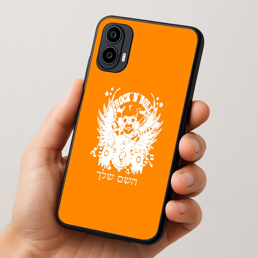 כיסוי בעיצוב אישי עם השם שלך לדגם - Motorola Moto E15 4G בעיצוב רוקנרול