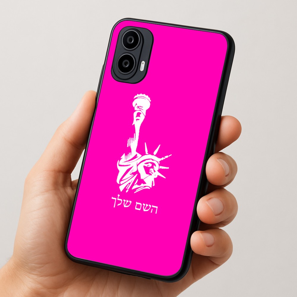 כיסוי בעיצוב אישי עם השם שלך לדגם - Motorola Moto E15 4G בעיצוב פסל החירות