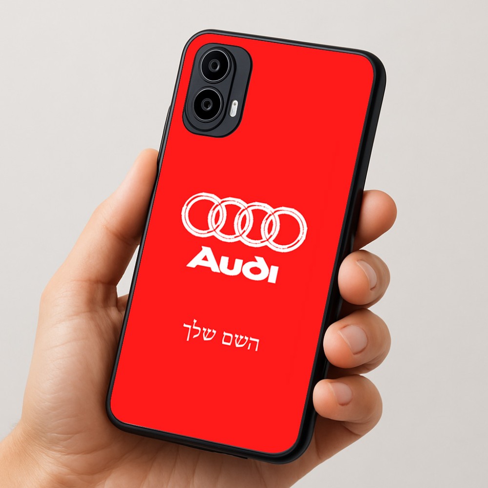 כיסוי בעיצוב אישי עם השם שלך לדגם - Motorola Moto E15 4G בעיצוב אאודי