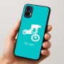 כיסוי בעיצוב אישי עם השם שלך לדגם - Motorola Moto E15 4G בעיצוב רוכב אופניים