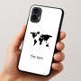 כיסוי בעיצוב אישי עם השם שלך לדגם - Motorola Moto E15 4G בעיצוב מפת העולם