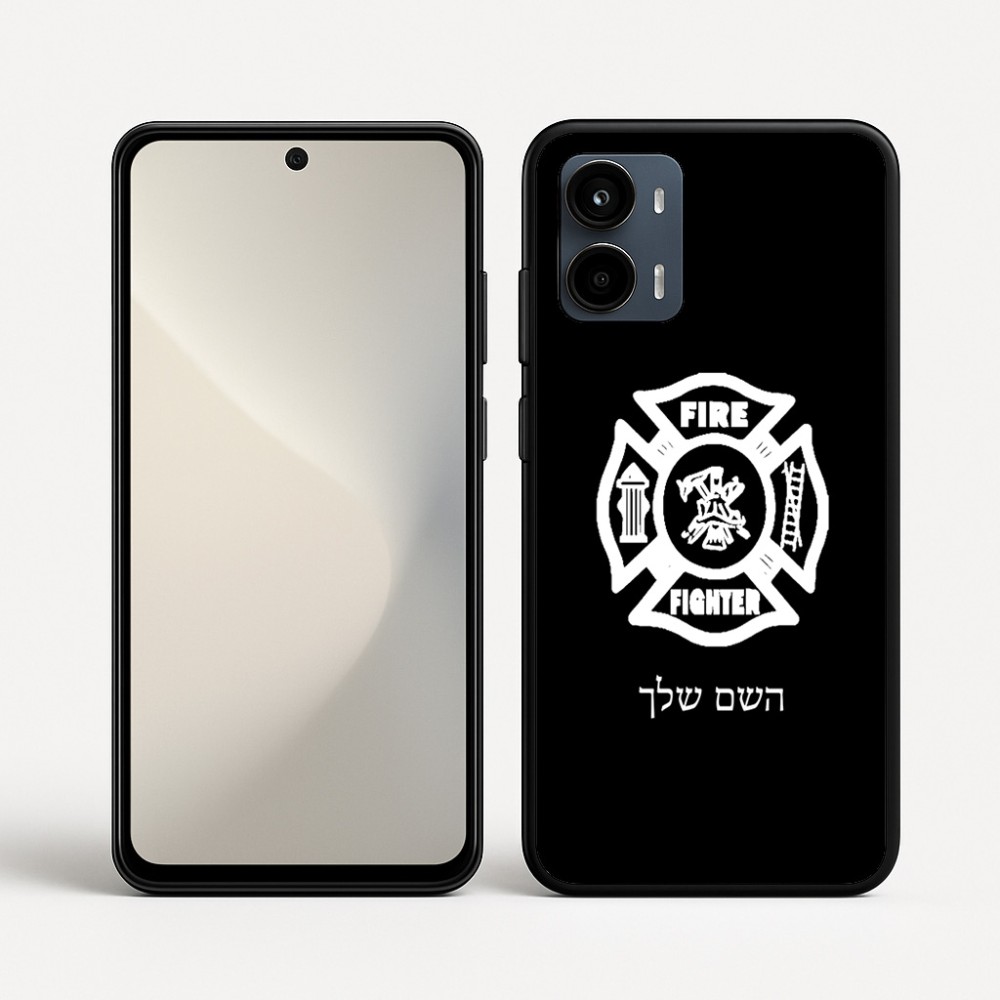 כיסוי בעיצוב אישי עם השם שלך לדגם - Motorola Moto G34 5G בעיצוב כבאי - תגית