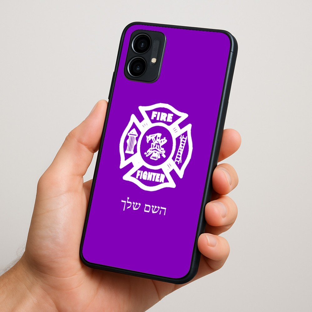 כיסוי בעיצוב אישי עם השם שלך לדגם - Motorola Moto G34 5G בעיצוב כבאי - תגית