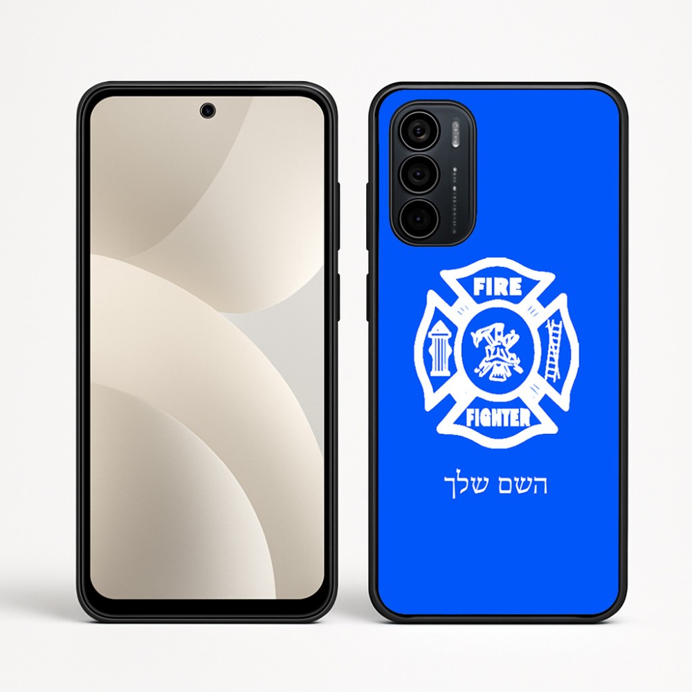 כיסוי בעיצוב אישי עם השם שלך לדגם - Motorola Moto G35 5G בעיצוב כבאי - תגית