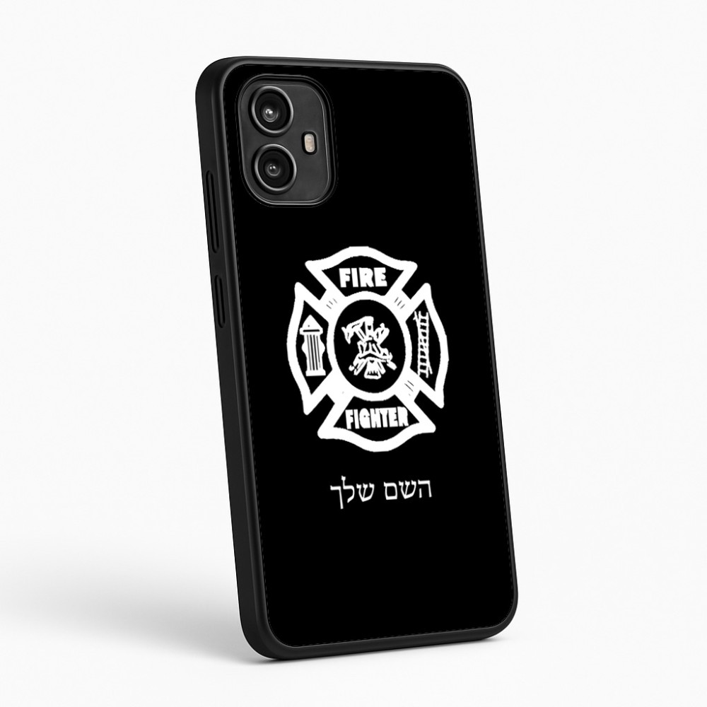 כיסוי בעיצוב אישי עם השם שלך לדגם - Motorola Moto G54 בעיצוב כבאי - תגית