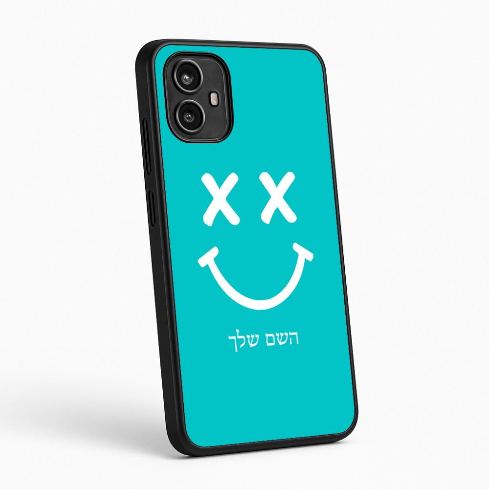 כיסוי בעיצוב אישי עם השם שלך לדגם - Motorola Moto G54 בעיצוב סמיילי