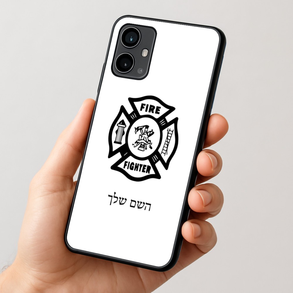 כיסוי בעיצוב אישי עם השם שלך לדגם - Motorola Moto G54 בעיצוב כבאי - תגית