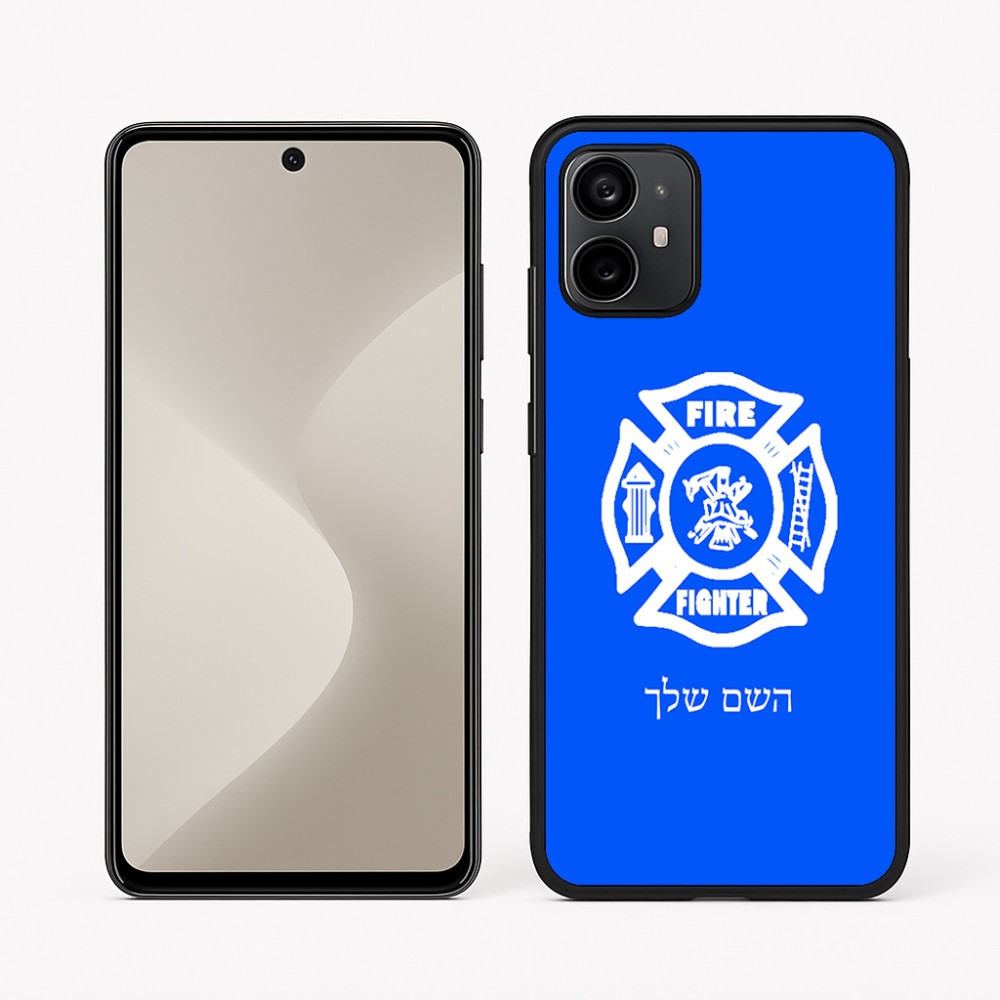 כיסוי בעיצוב אישי עם השם שלך לדגם - Motorola Moto G64 בעיצוב כבאי - תגית