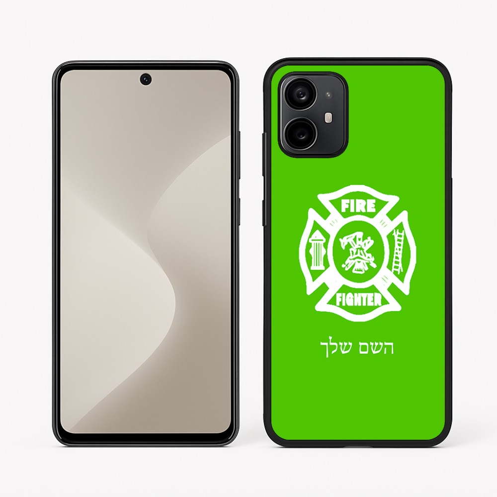כיסוי בעיצוב אישי עם השם שלך לדגם - Motorola Moto G64 בעיצוב כבאי - תגית