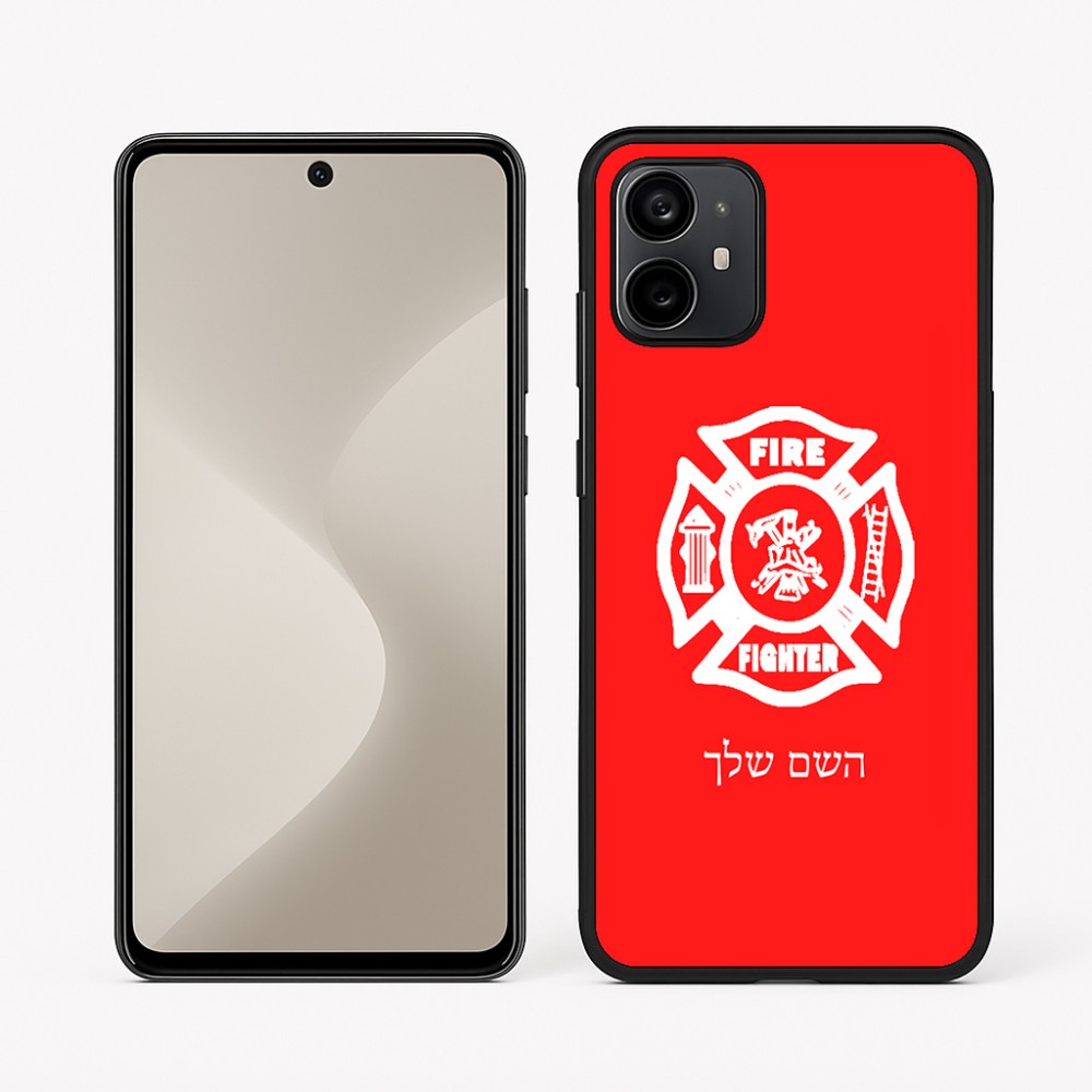 כיסוי בעיצוב אישי עם השם שלך לדגם - Motorola Moto G64 בעיצוב כבאי - תגית
