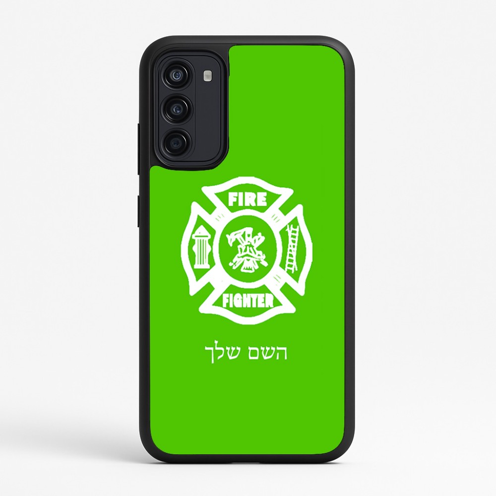 כיסוי בעיצוב אישי עם השם שלך לדגם - Motorola Moto G67 Power 5G בעיצוב כבאי - תגית