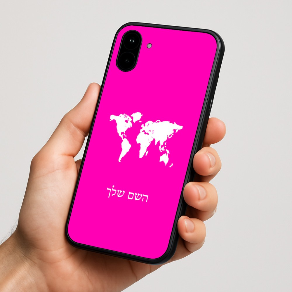 כיסוי בעיצוב אישי עם השם שלך לדגם - Nothing Phone (1) בעיצוב מפת העולם