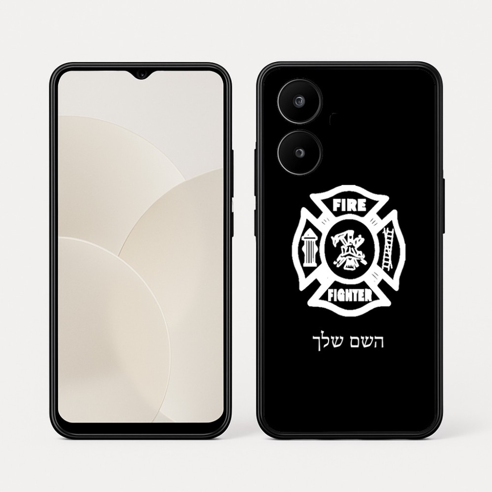 כיסוי בעיצוב אישי עם השם שלך לדגם - Realme 15x 5G בעיצוב כבאי - תגית