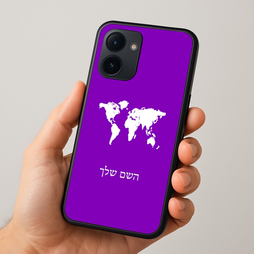 כיסוי בעיצוב אישי עם השם שלך לדגם - Realme 15x 5G בעיצוב מפת העולם
