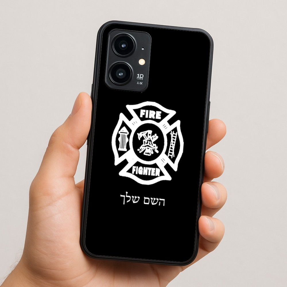 כיסוי בעיצוב אישי עם השם שלך לדגם - Realme 16 Pro 5G בעיצוב כבאי - תגית