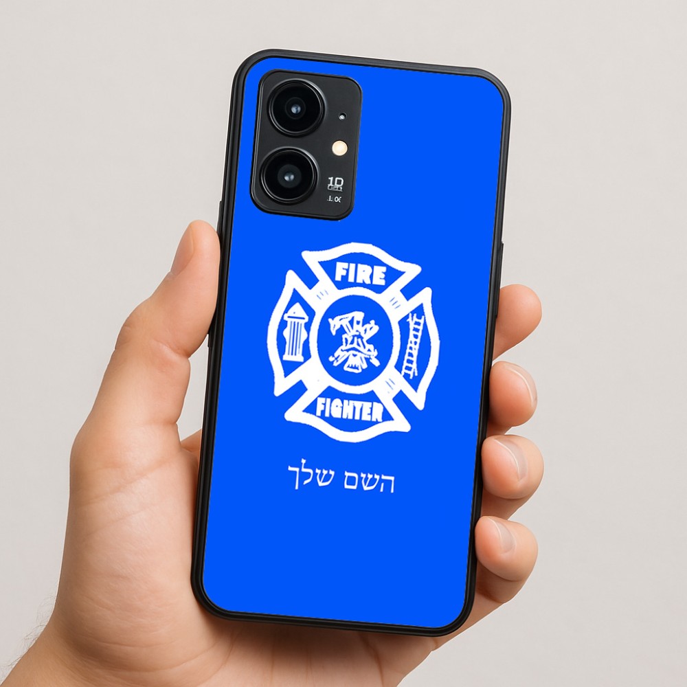 כיסוי בעיצוב אישי עם השם שלך לדגם - Realme 16 Pro 5G בעיצוב כבאי - תגית